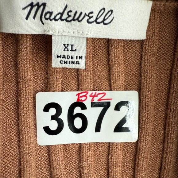 Madewell Ribbed Knit Langley Button Front Cardigan Sweater Women's XL Brown - Picture 2 of 9
